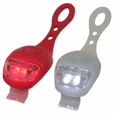 1x led fietsverlichting/lampen set siliconen voor en achter
