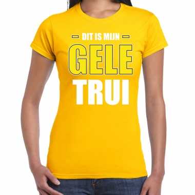 Dit is mijn gele trui fun tekst t-shirt geel voor dames