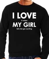I love it when my girl lets me go cycling cadeau sweater zwart heren