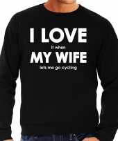 I love it when my wife lets me go cycling cadeau sweater zwart heren